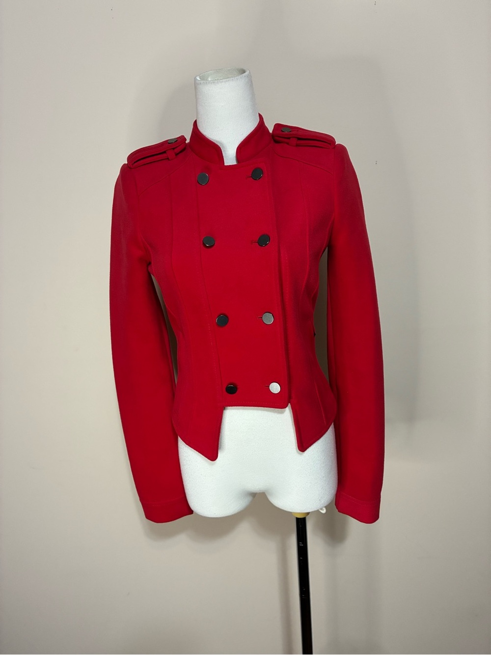 BCBGMaxAzria Red Military-Style Double-Breasted Jacket